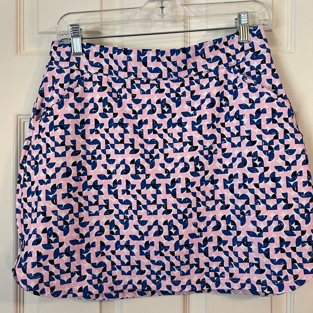 Peter Millar Geometric Pink and Navy Golf Skirt
